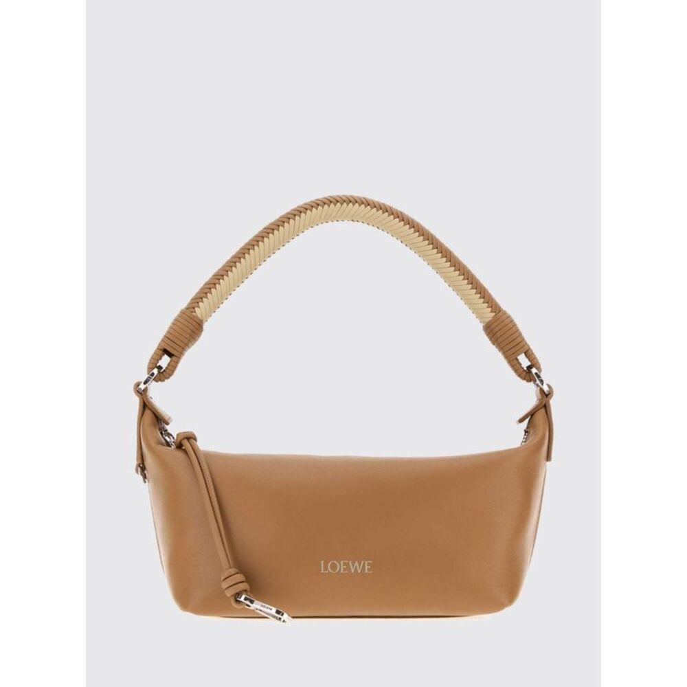 Loewe Women Lambskin Nappa Shoulder Bag Loewe With Woven Handle